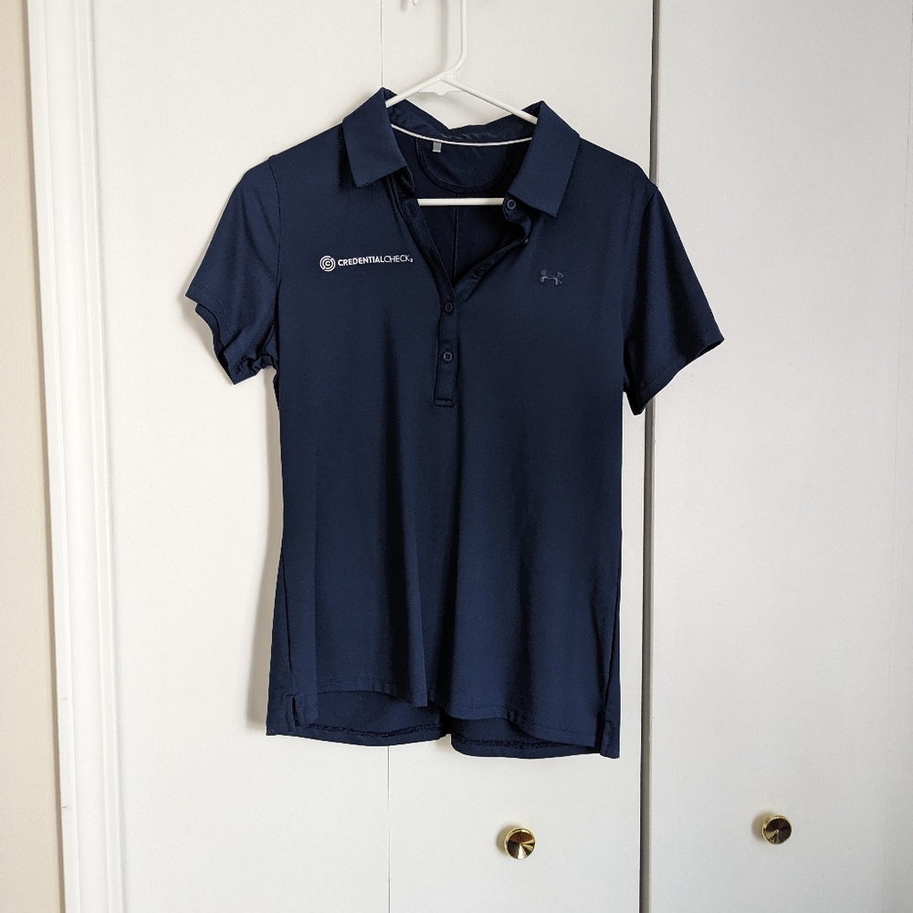 Navy Blue & Teal Under Armour Golf Polos, size Medium, branded